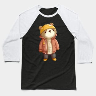 A cute teddy bear wearing street fashion Baseball T-Shirt